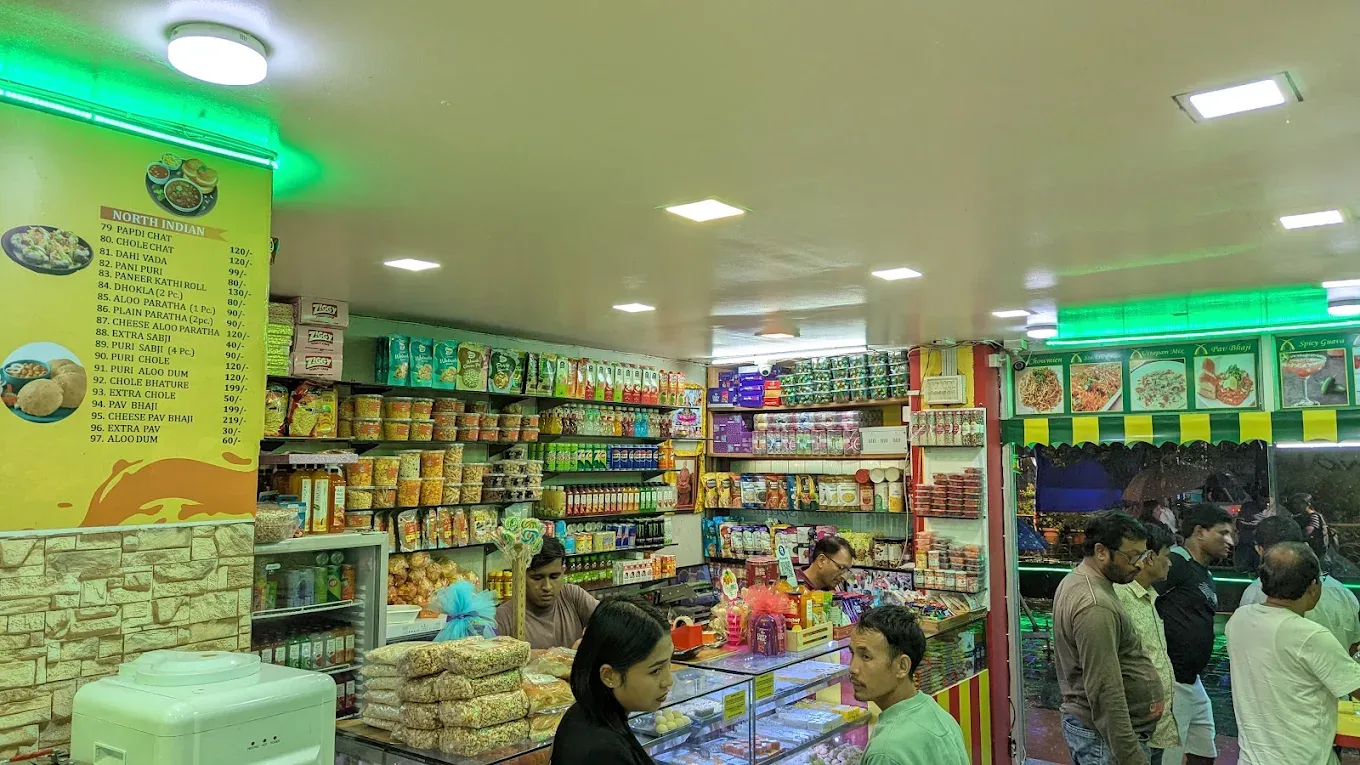 The counter at Agarwal's, mid-service