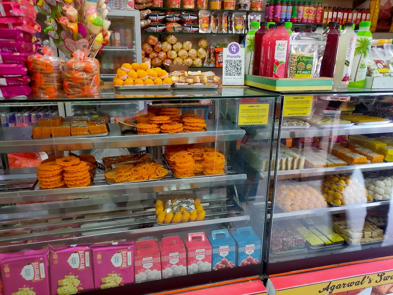 The sweet cabinet, with festival boxes stacked above